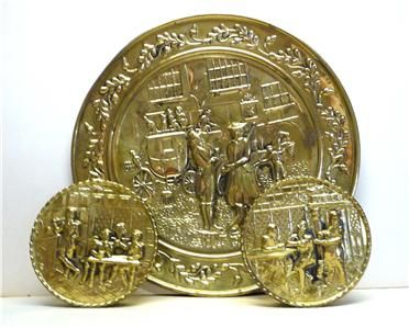 Vintage 3 PC Brass Wall Plaque Ye Olde Tavern England  