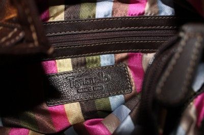 TIGNANELLO L Chocolate Brown Leather Belted Hobo Shoulder Bag Handbag 