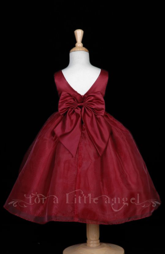 New SATIN ORGANZA FLOWER GIRL DRESS with BOWS and SASH  