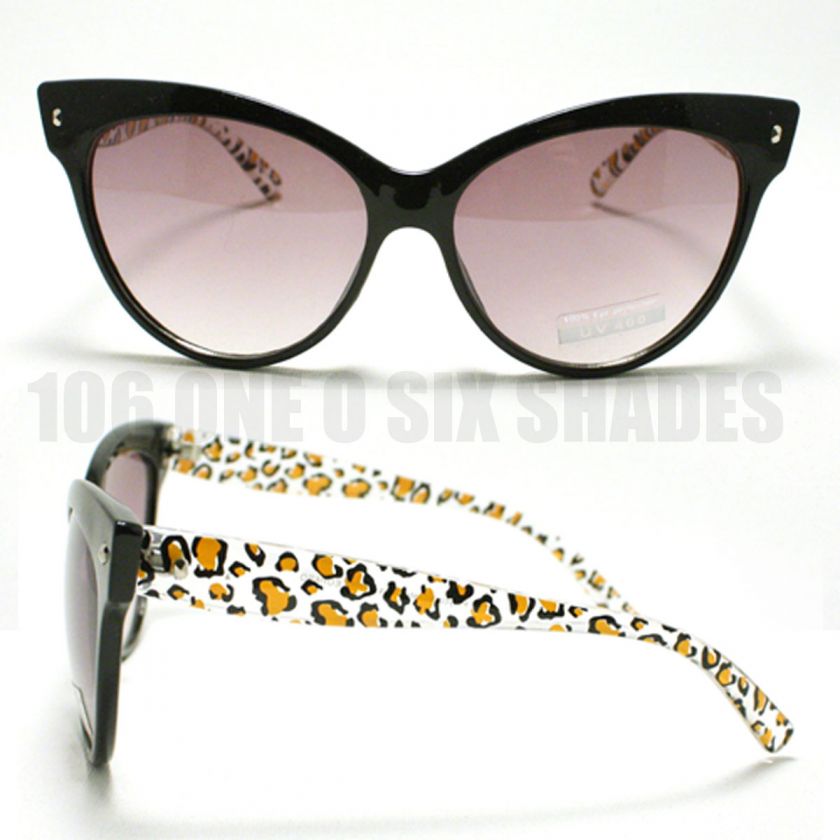   Cat Eye Sunglasses Womens Retro Animal Print BLACK Leopard WHITE Zebra